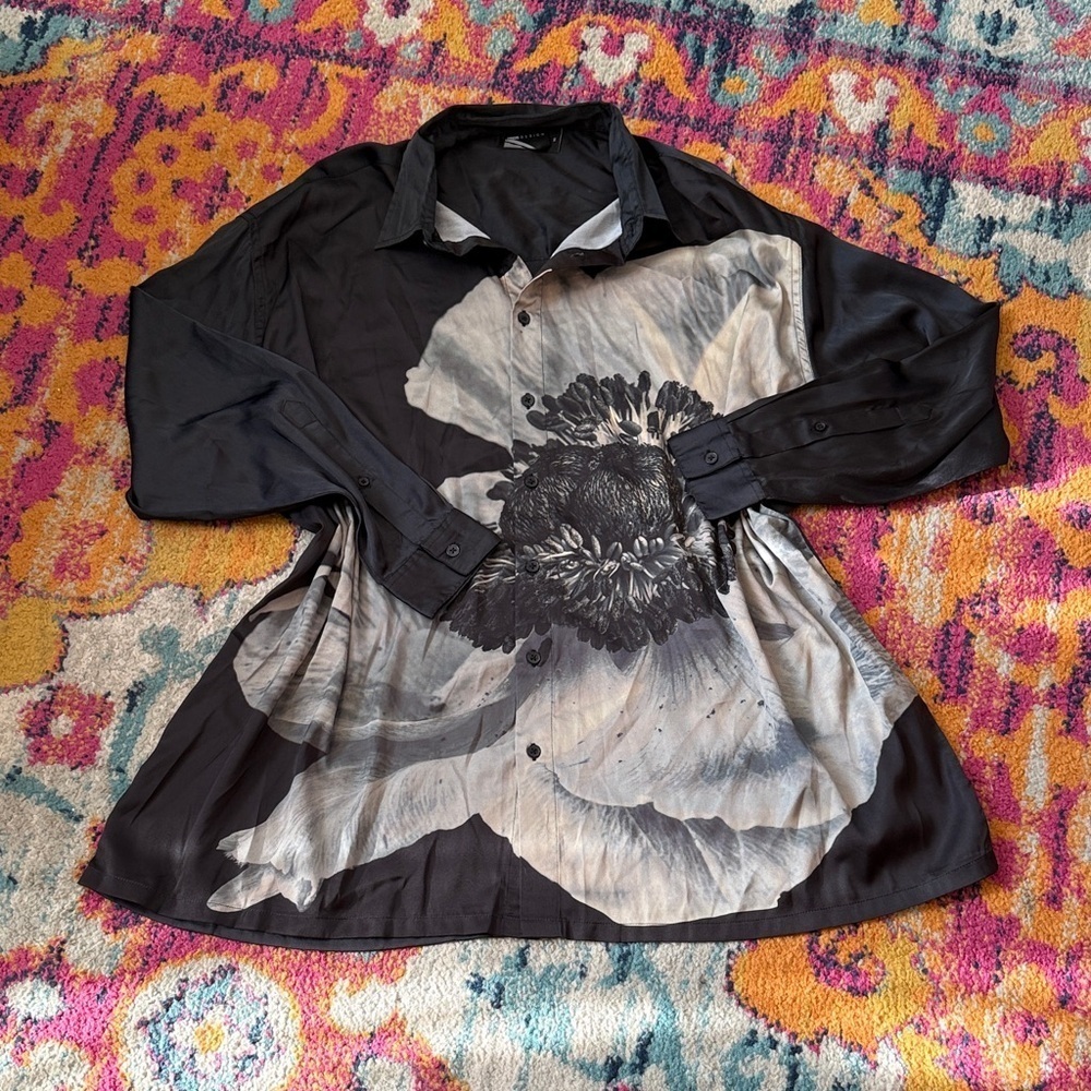 ASOS Black and Gray Floral Mini Dress